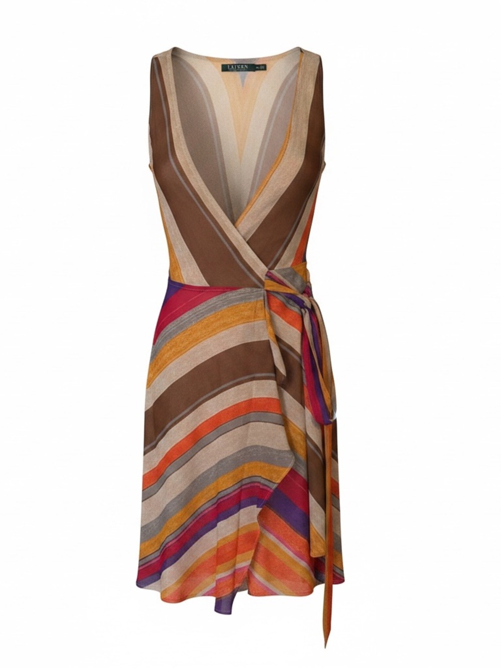 Multicolor Striped Wrap Dress
